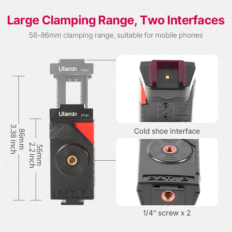 Black octopus mobile phone clip gimbal tripod set with adjustable legs and aluminium alloy construction