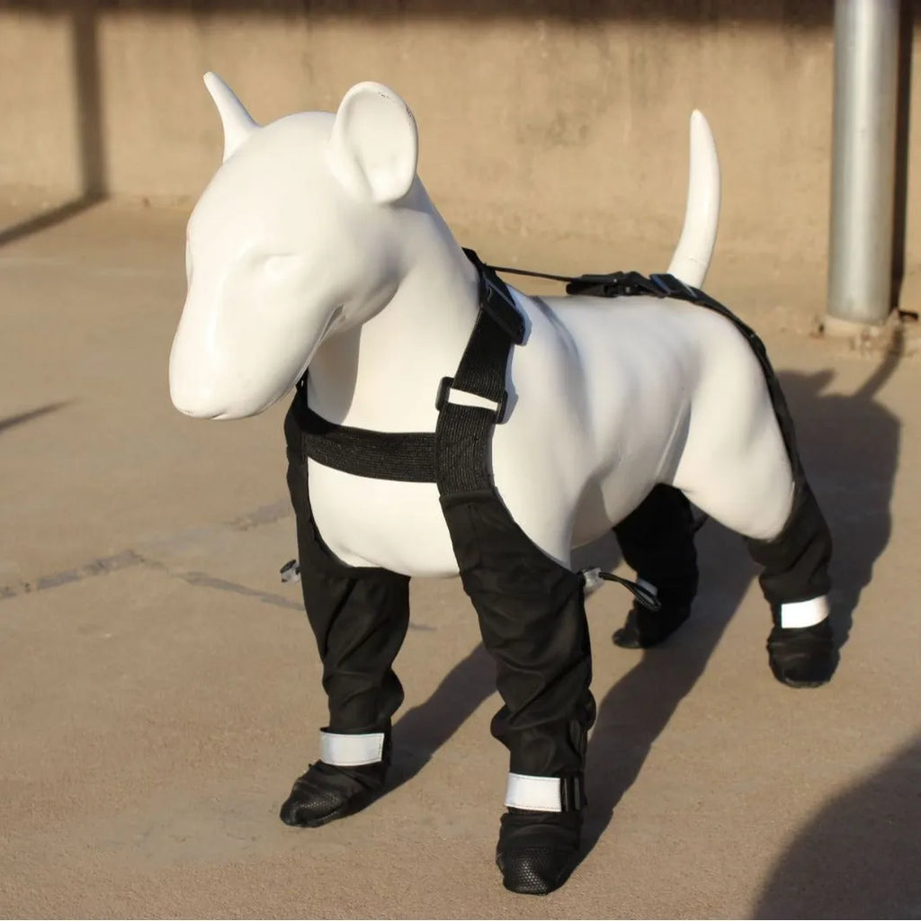 Waterproof non-slip dog shoes in black polyester material