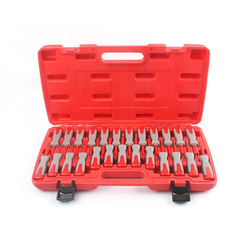 25-piece car terminal removal tool set with needles and pull-out keys in storage case