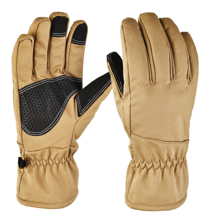 Tactical camouflage ski gloves with anti-slip grip and touch screen fingertips