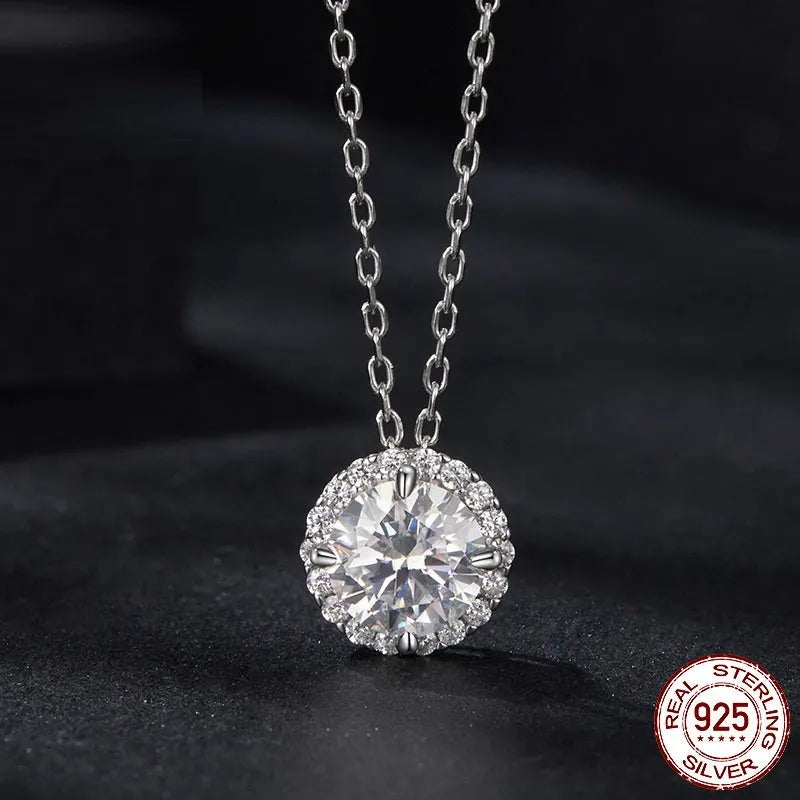 S925 silver clavicle chain necklace with adjustable 21-50cm length and electroplated silver finish on white background