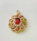 Women's colourful zircon flower pendant necklace in gold, champagne gold or platinum colour with optional chain