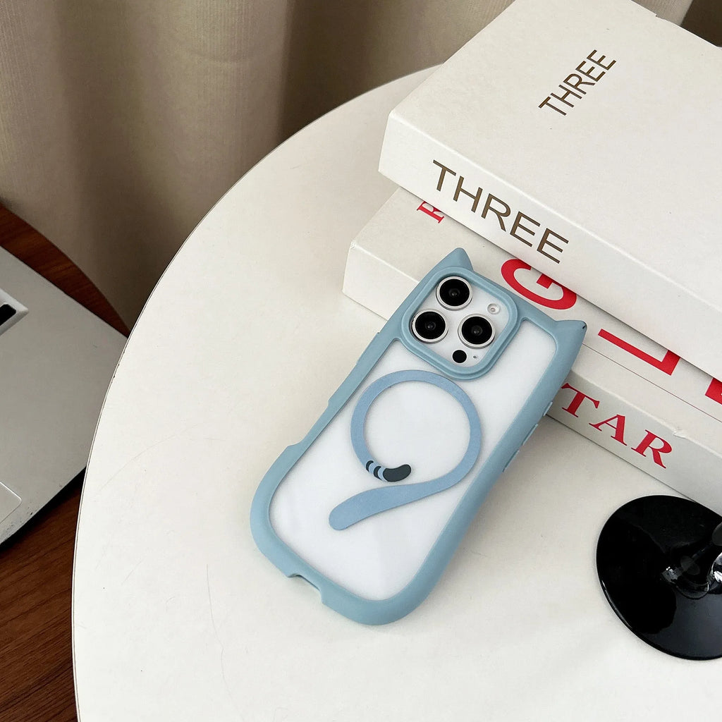 Clear acrylic and TPU two-layer phone case for iPhone 17 models on a table