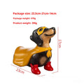 Resin superhero dachshund LED ornament hero dog statue 23x11x17cm on display