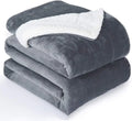 Grey flannel electric heating blanket with USB connection showing temperature controls