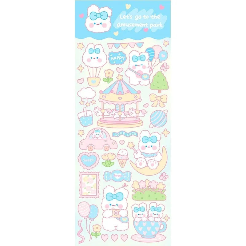 Waterproof PVC agenda notebook stickers in cartoon styles for office stationery decoration