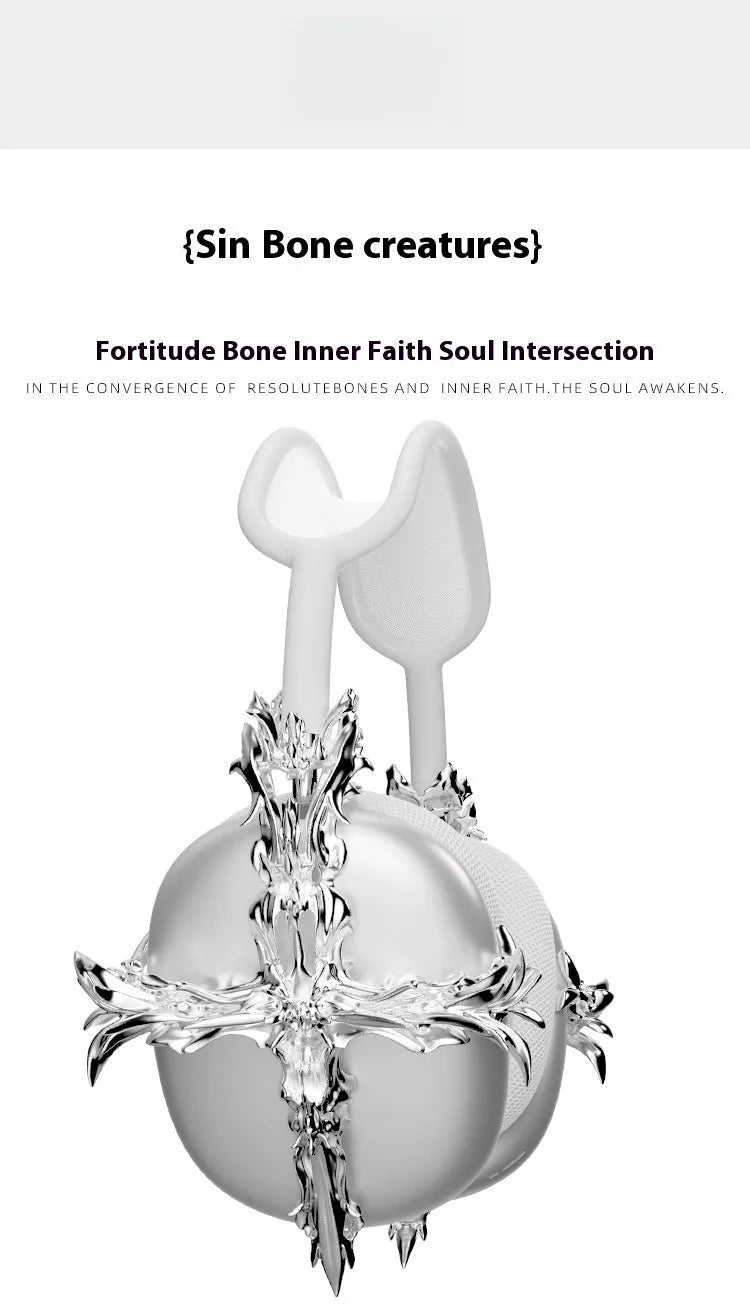 Gothic style 3D printed resin cover for Apple AirPods Max headphones in silver and gun colour options
