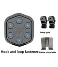 Black smart music boxing machine with Bluetooth connection and included boxing gloves