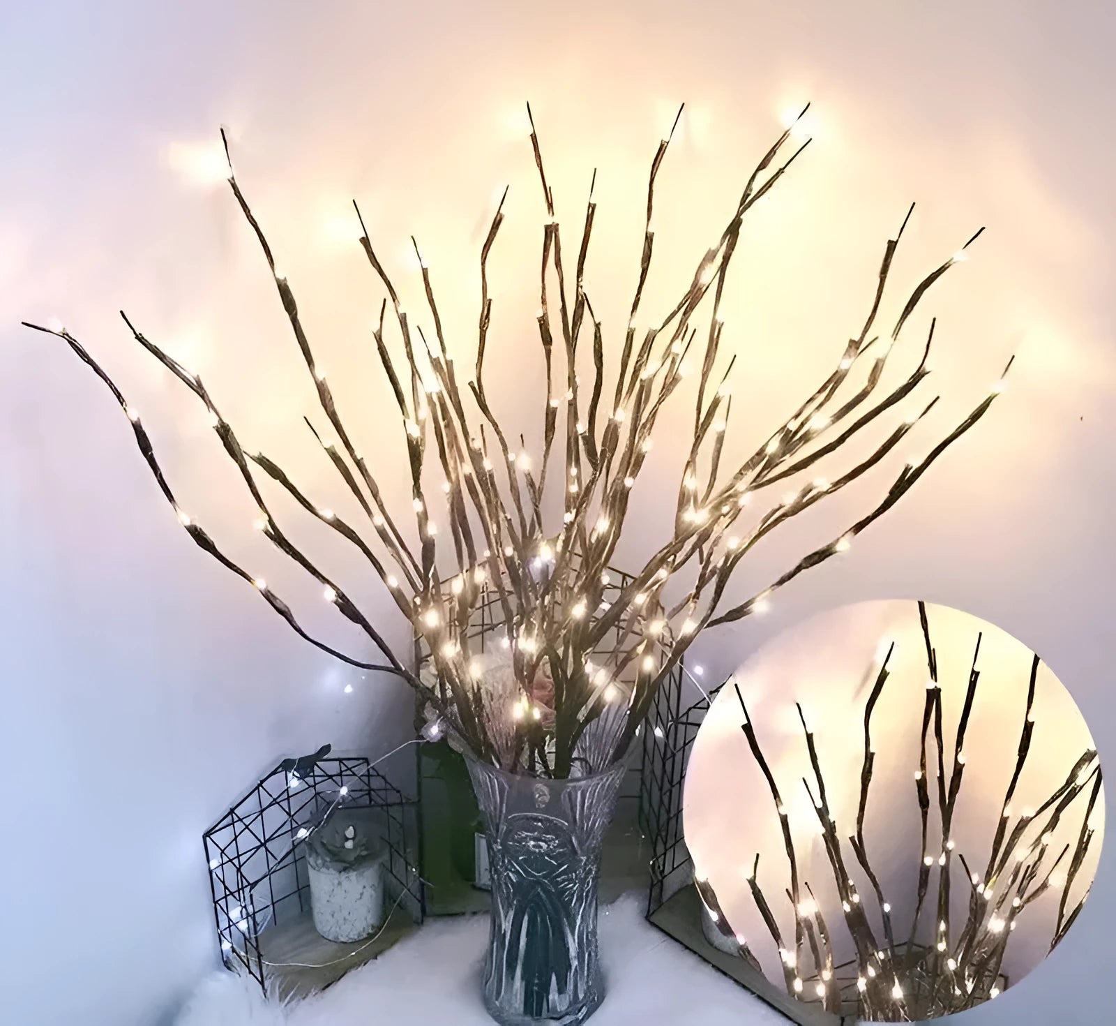 LED simulated branch tree light in vase with colourful lighting options