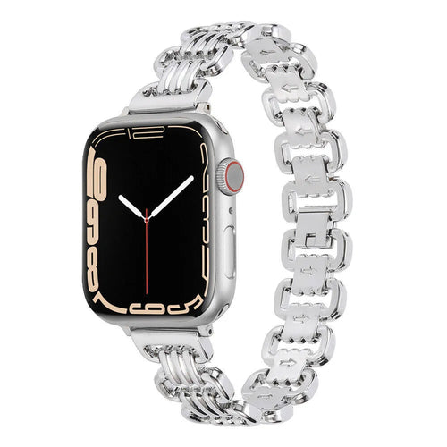 Alloy metal ladies watch bracelet for Apple Watch in silver, black, gold, rose gold, and Starlight colours