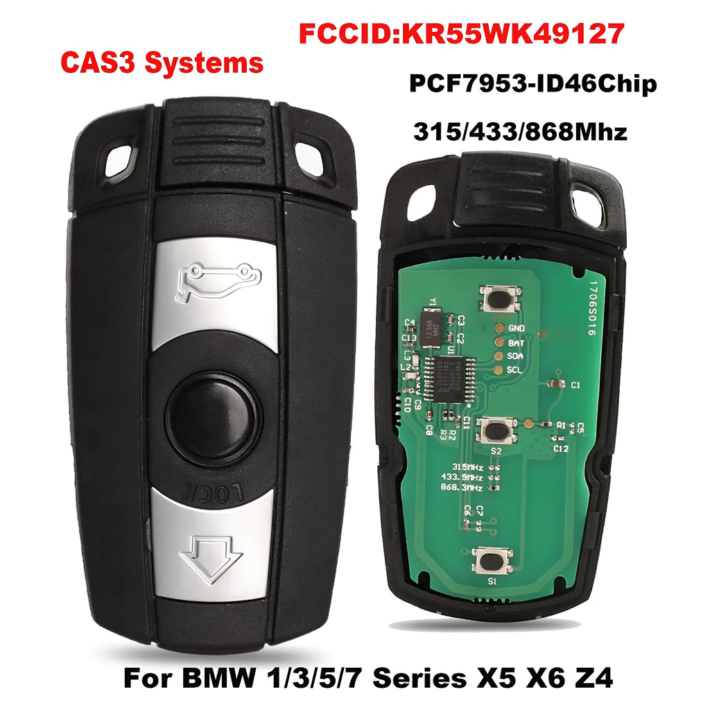 BMW CAS3 semi-intelligent remote car key fob with three metal keys