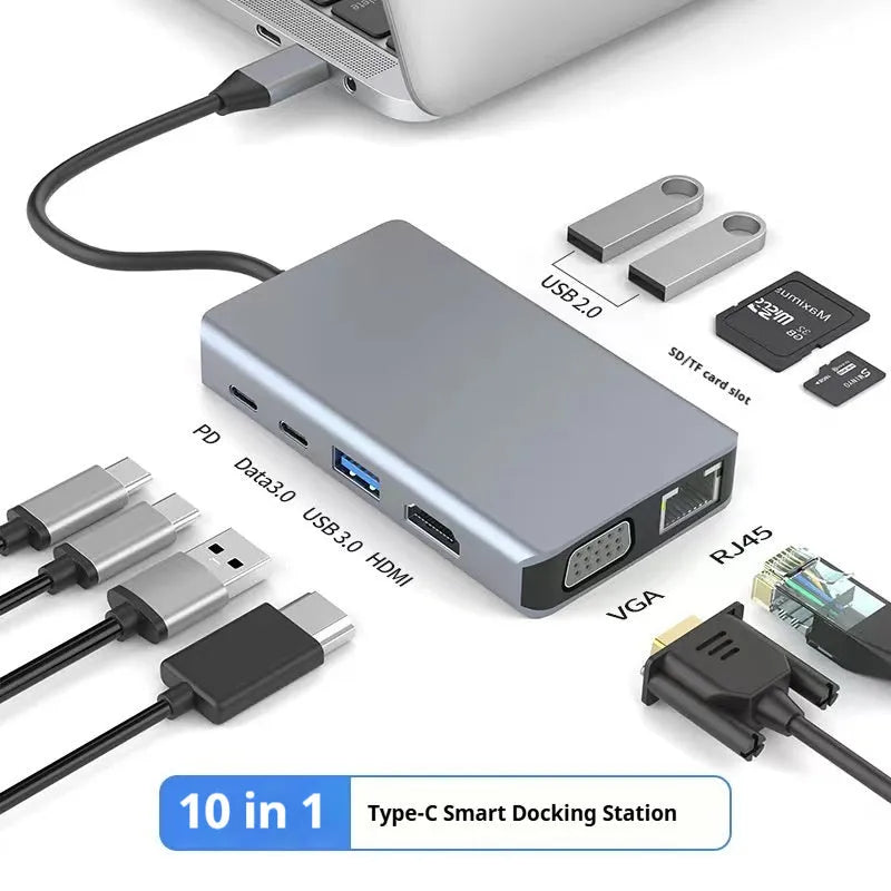USB-C 7-in-1 expansion dock with HDMI port and USB 3.0 hub on a 15cm cable.