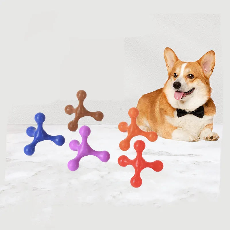 9.5cm beef-flavoured silicone chew toy for small dogs in blue, green, purple, red colours