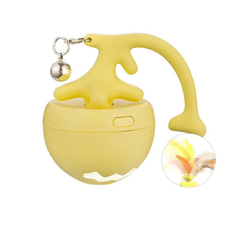 USB electric cat teasing ball with fish bone design and extendable teasing stick with feather attachments