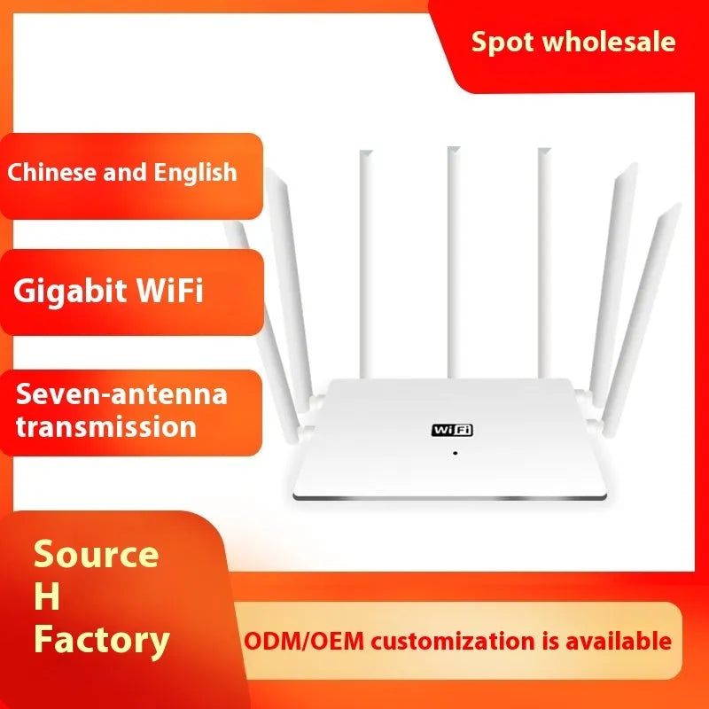 Black or white dual-band 5G Gigabit router with multiple antennas for through-wall Wi-Fi coverage.