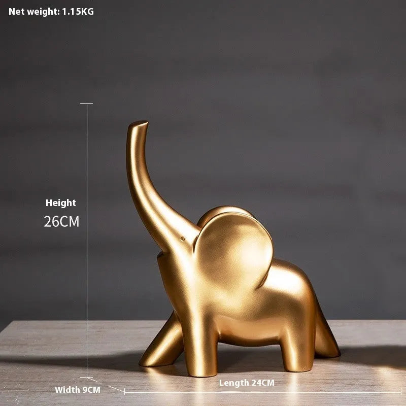 Resin elephant ornament figurine in modern style with rose gold or white finish for home decoration