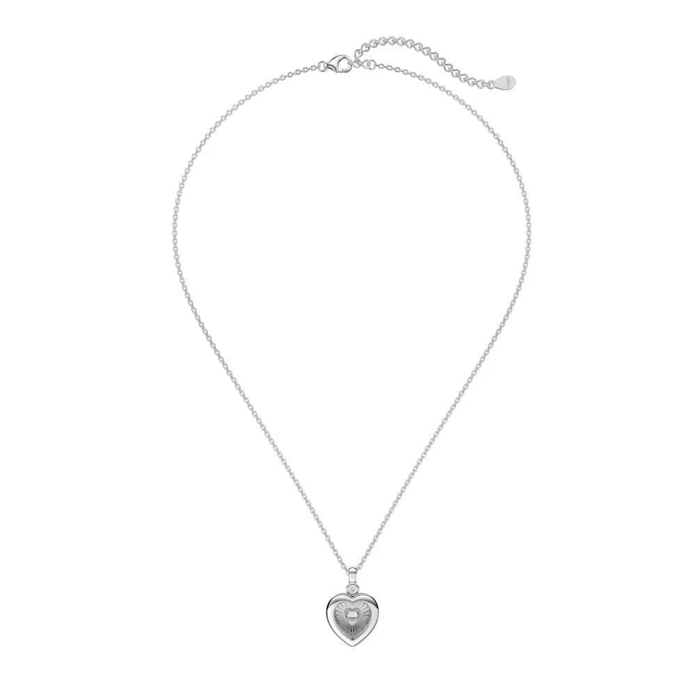 925 sterling silver heart-shaped hollow necklace with high carbon diamond ice flower cut zircon pendant on O-shaped chain