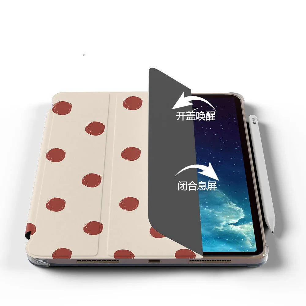 Flip tri-fold silicone tablet case in wave point colour for iPad 7.9 to 11 inch models with pen slot option