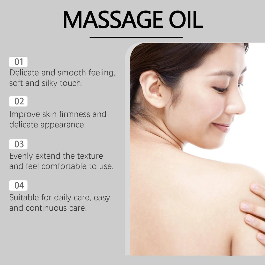 100ml bottle of moisturising massage oil with collagen and vitamin E