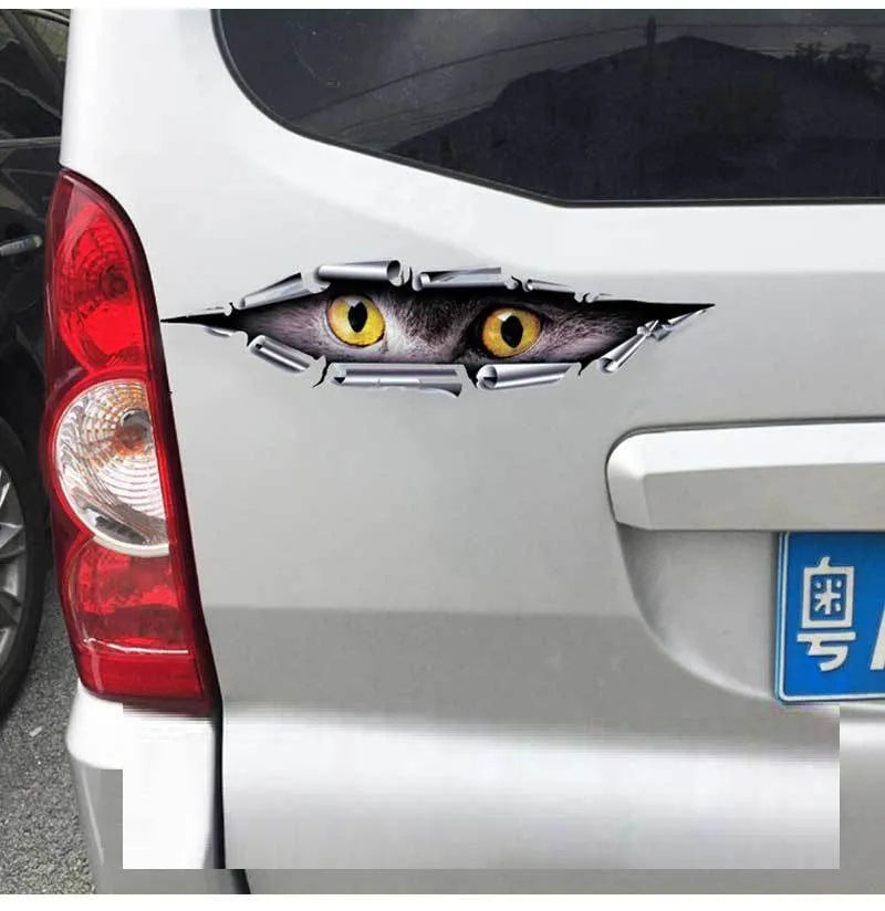 3D car door bumper sticker in Tiger Eye or Eagle Eye design on vehicle door edge