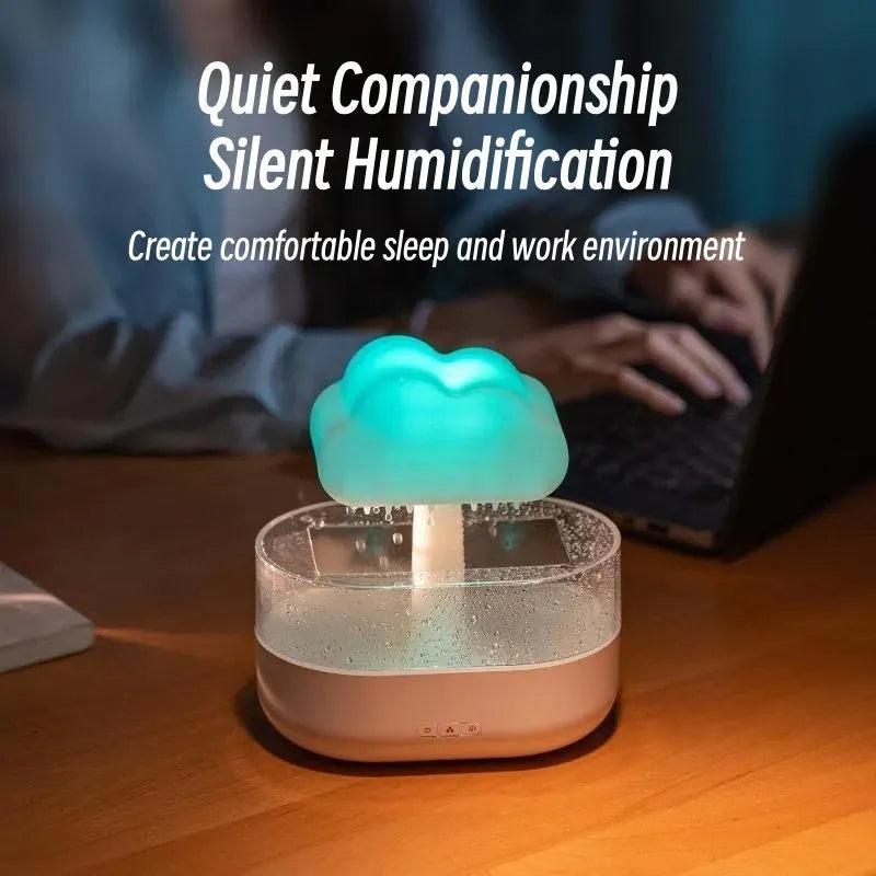 Rain cloud night light humidifier with 7 colour LED and water drop sound