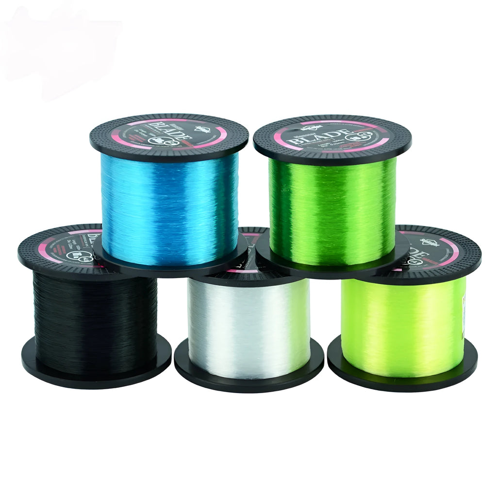 Seaknight 1000 M fishing line spool showing multiple colour options and diameter sizes for angling.