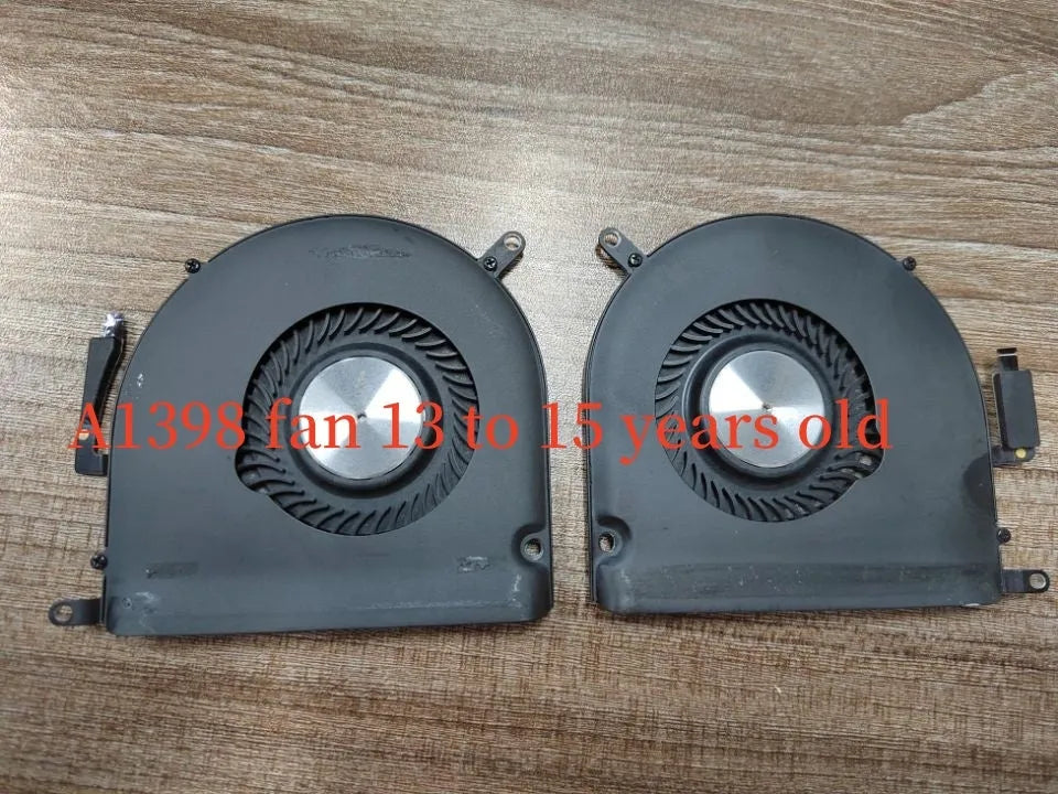 MacBook Pro A1398 internal laptop cooling fan replacement unit on a white background