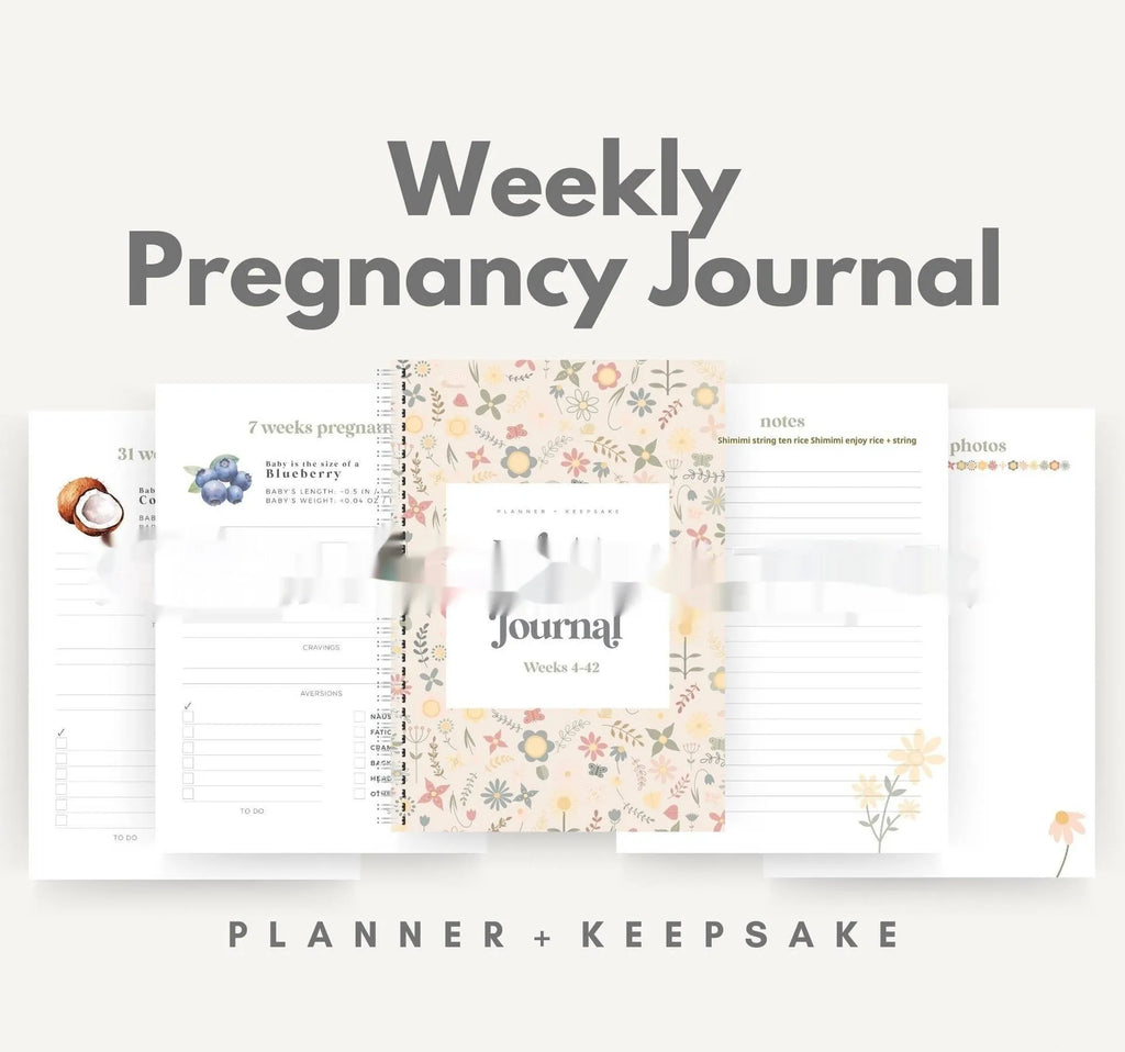 A5 pregnancy weekly diary notebook showing structured format for weekly entries