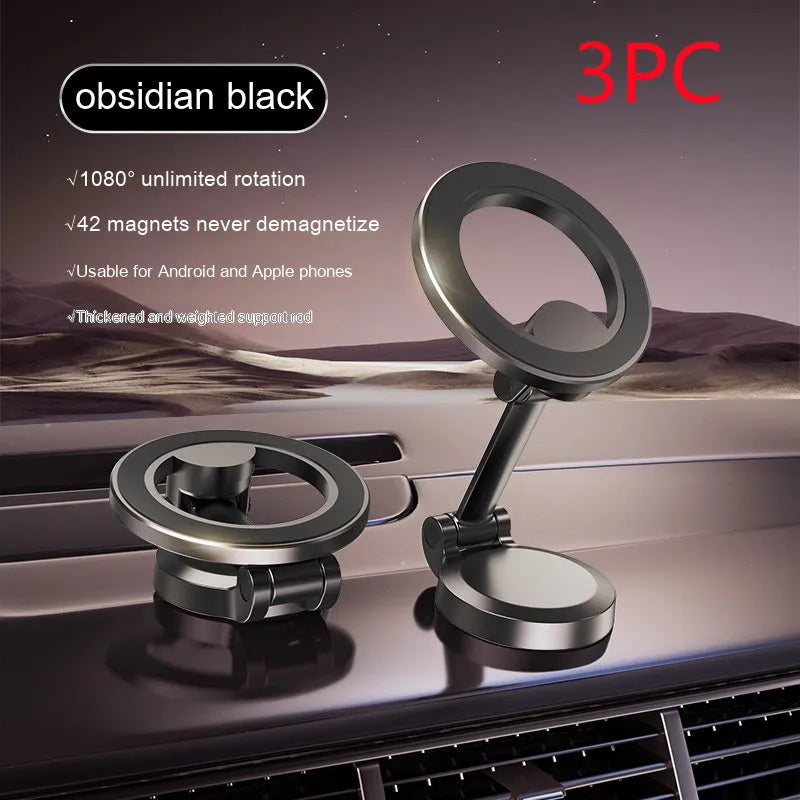 All-metal foldable magnetic car phone mount for dashboard in Qian colour.