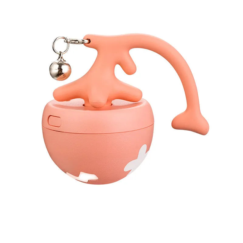USB electric cat teasing ball with fish bone design and extendable teasing stick with feather attachments