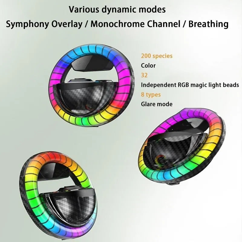 Black aromatherapy rhythm LED lamp with phantom light effects showing compact 85.6x34.6mm design and round perfume seat
