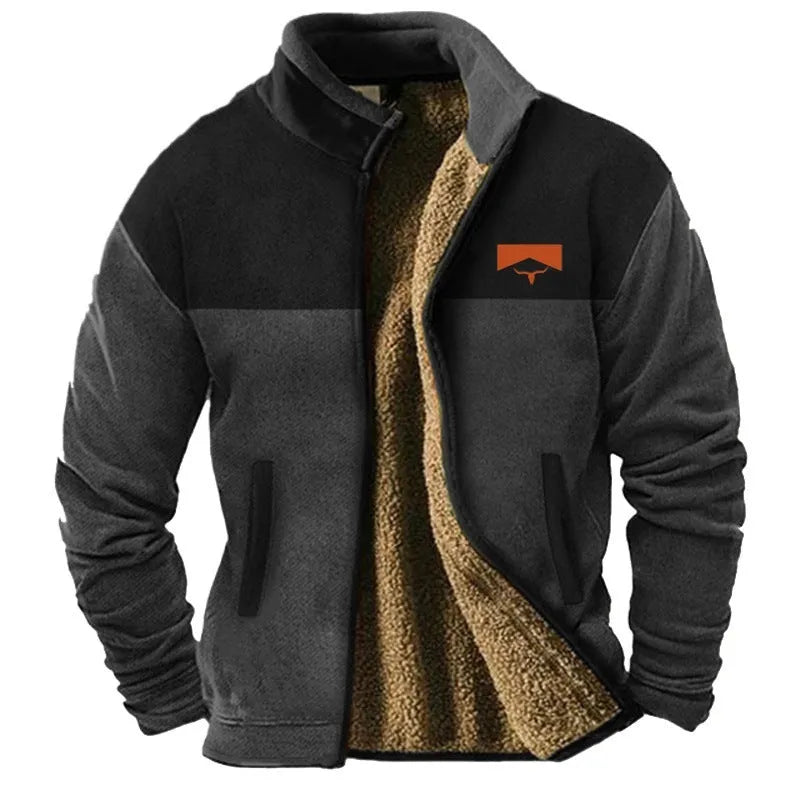 Men's padded polyester coat in regular fit with fleece lining shown in green colour