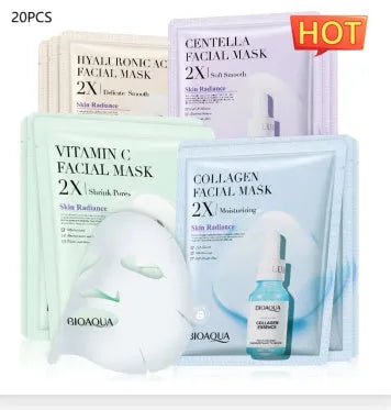 Single pack of a 30g gel facial sheet mask from a range including Collagen, Hyaluronic Acid, Vitamin C and Centella Asiatica variants.