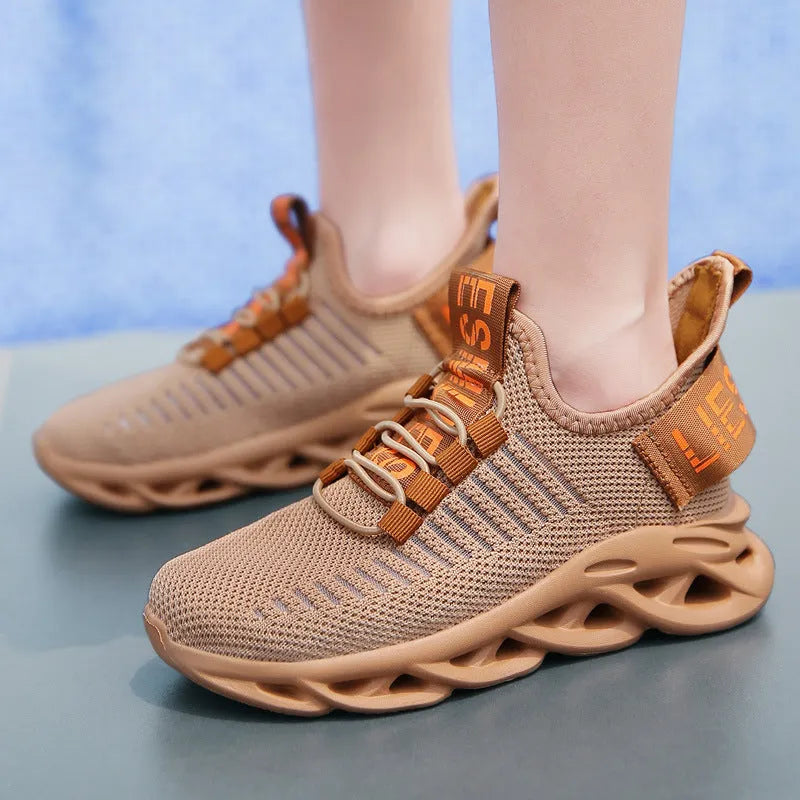 Kids coconut fabric sneakers with Velcro fastening in black, khaki or white colours