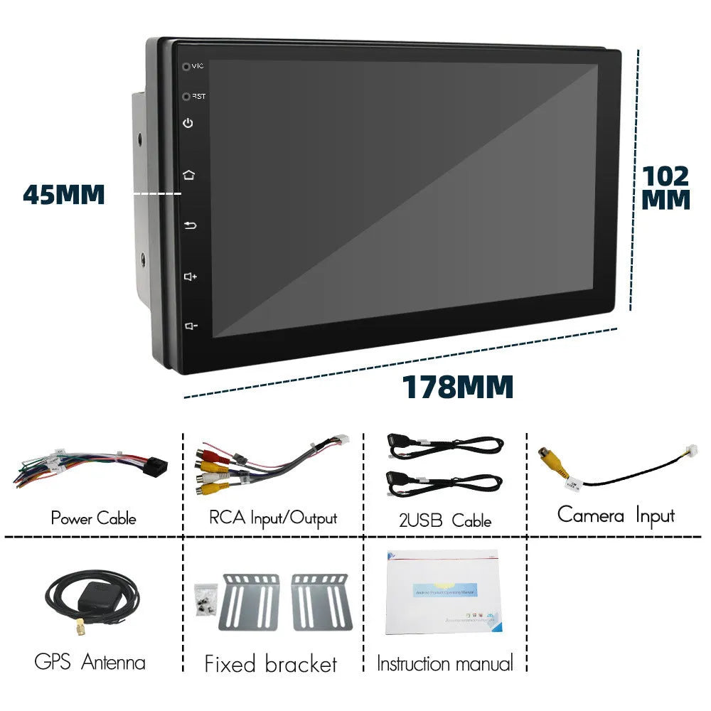Black universal 7-inch car MP5 player with GPS navigation and CarPlay for manual transmission vehicles