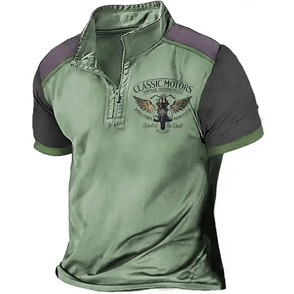 3D printed golf polo shirt in bird eye cloth polyester with loose fit pullover styling