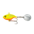 Metal sea fishing iron plate lure with rotating sequin in six colour variations