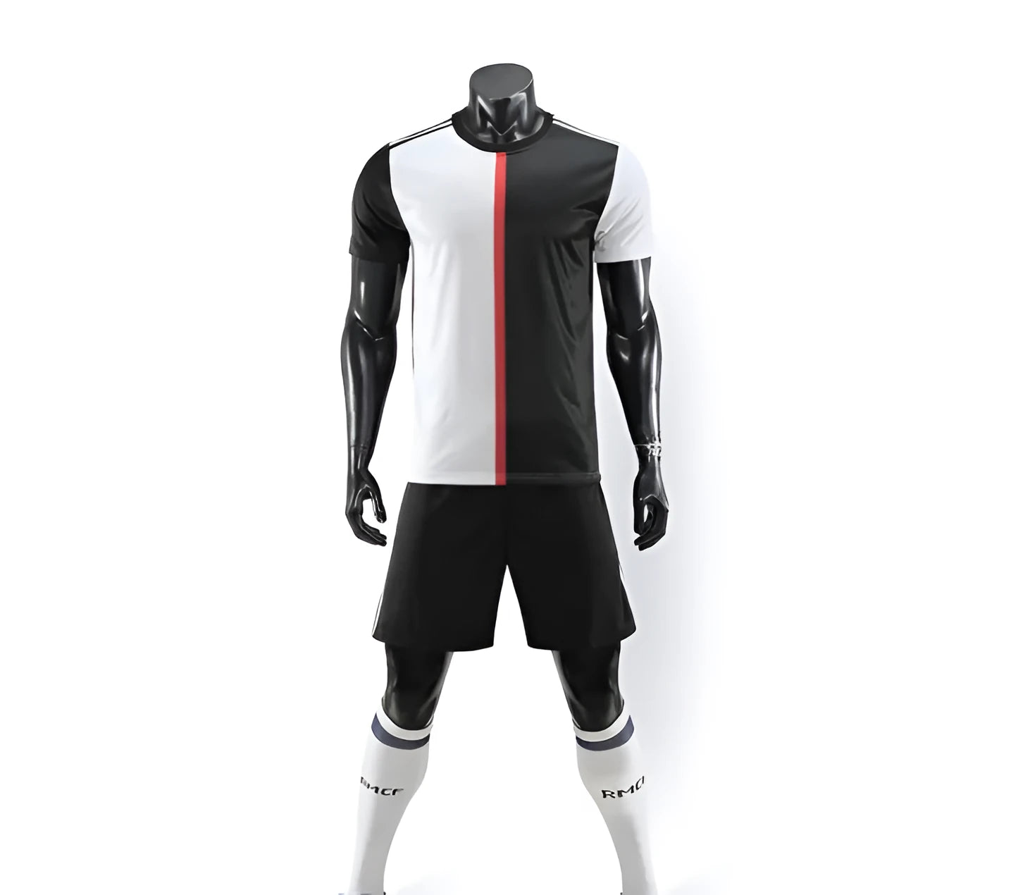 Men's cotton football uniform black white one size front view