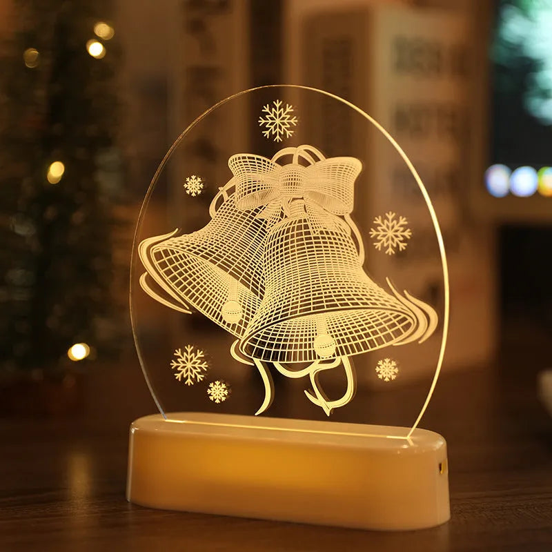 LED fairy string lights with 3D acrylic Santa Claus silhouette, warm white glow, 17.2cm by 13cm