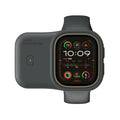 Apple Watch portable charging case with silicone protective cover in midnight blue colour