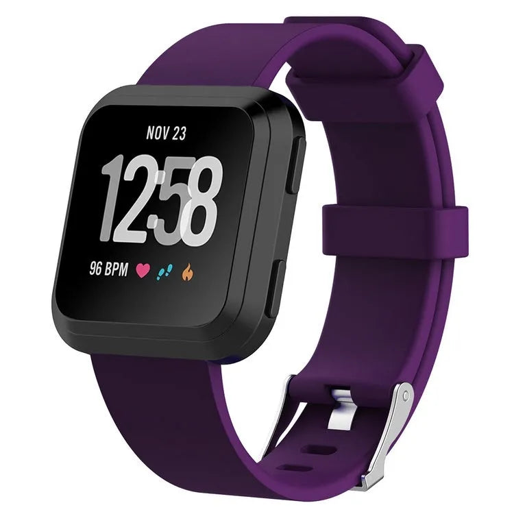 Fitbit Versa Lite replacement silicone strap in multiple colours showing large and small size options.