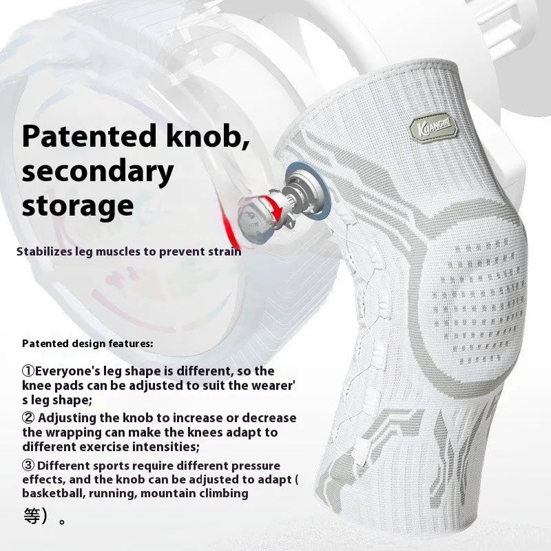Grey and white sports knee pads for adults, showing left and right pads in size L.