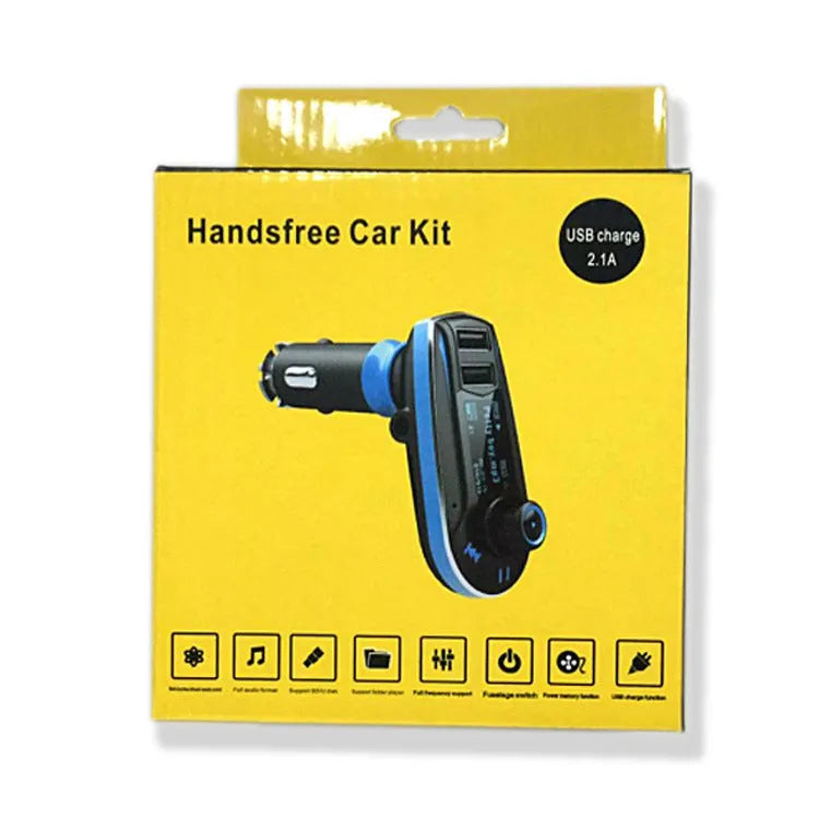 BT618C car Bluetooth FM transmitter and MP3 player with LCD screen plugged into a car power socket