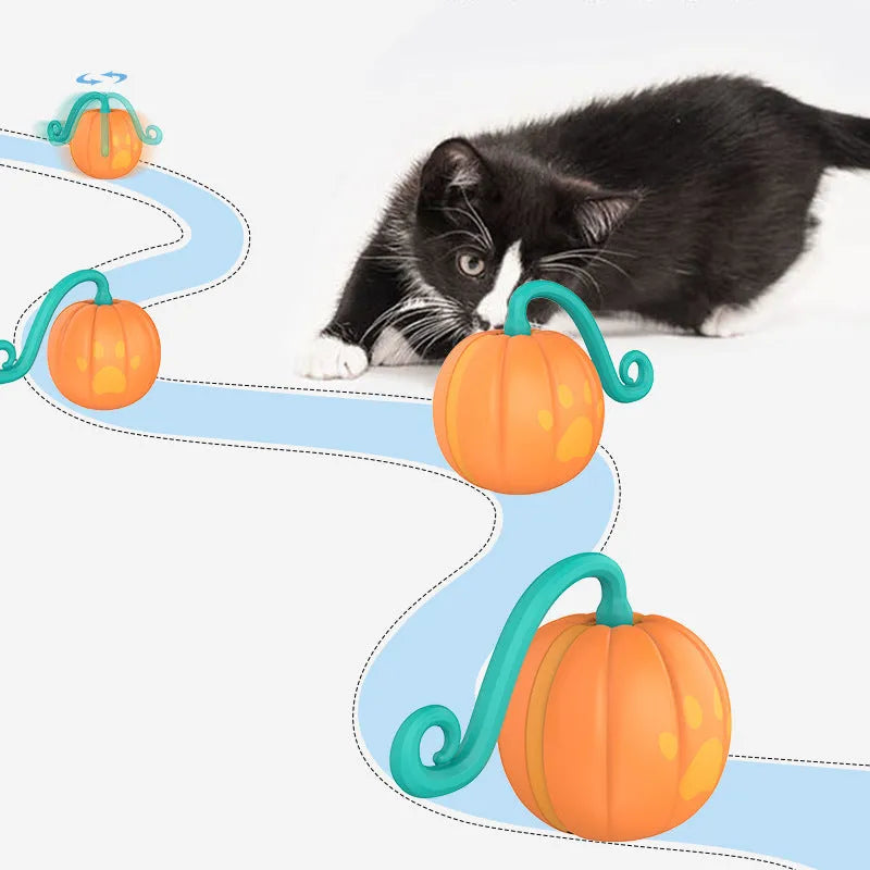 Electric luminous cat teasing ball toy in watermelon green colour with automatic movement