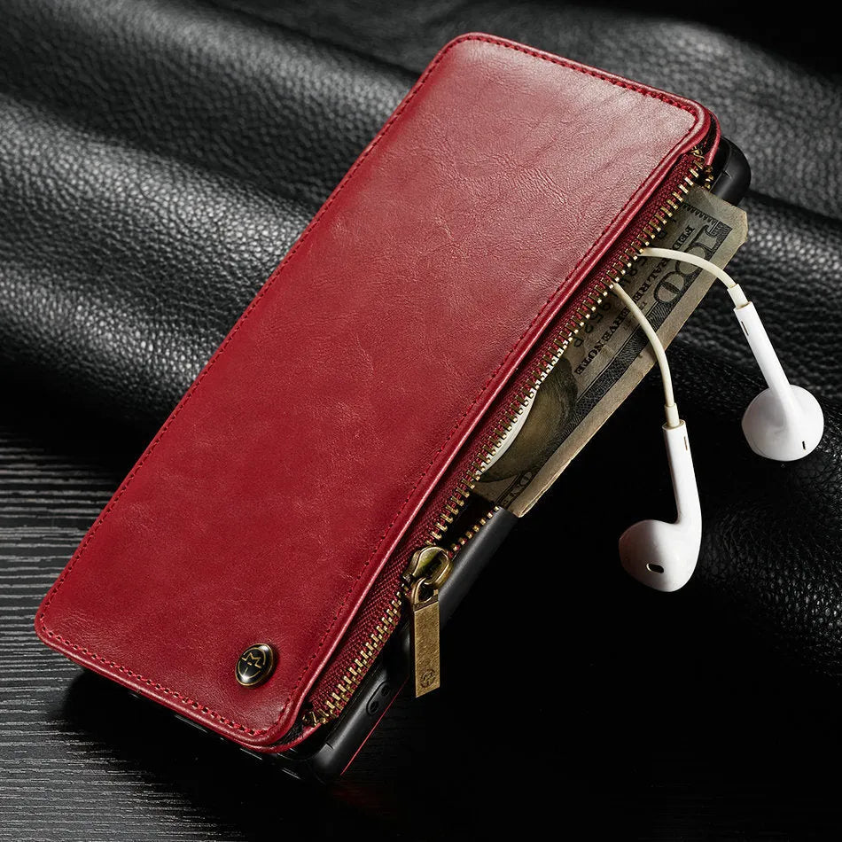Leather flip phone case for Samsung Galaxy Note 9 in black, brown and red colours