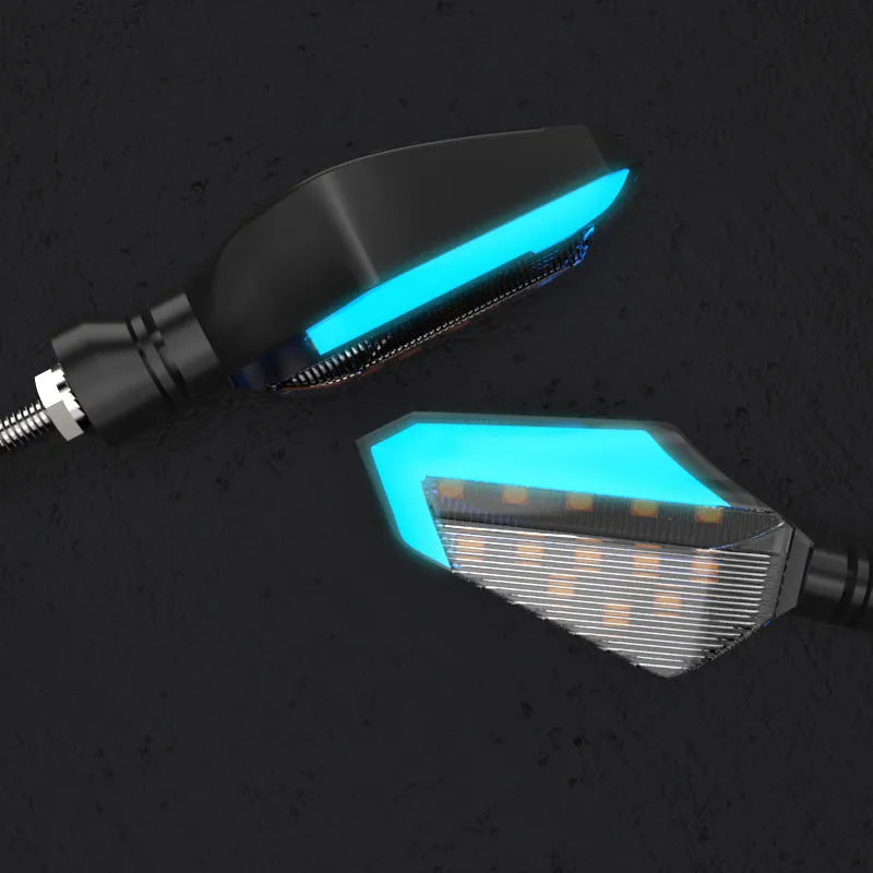 L16 Beast Spirit LED turn signal light for off-road motorcycle, plastic and acrylic construction, hook-shaped daytime running light.