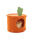 Carrot-shaped cat tunnel in thick felt fabric with semi-enclosed design for indoor cat privacy