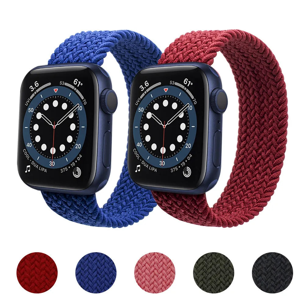 Woven Apple Watch strap with plastic head in multiple colours and sizes