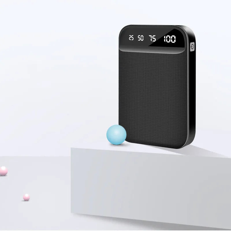 Compact mini power bank in choice of colours showing multi USB ports and small size.