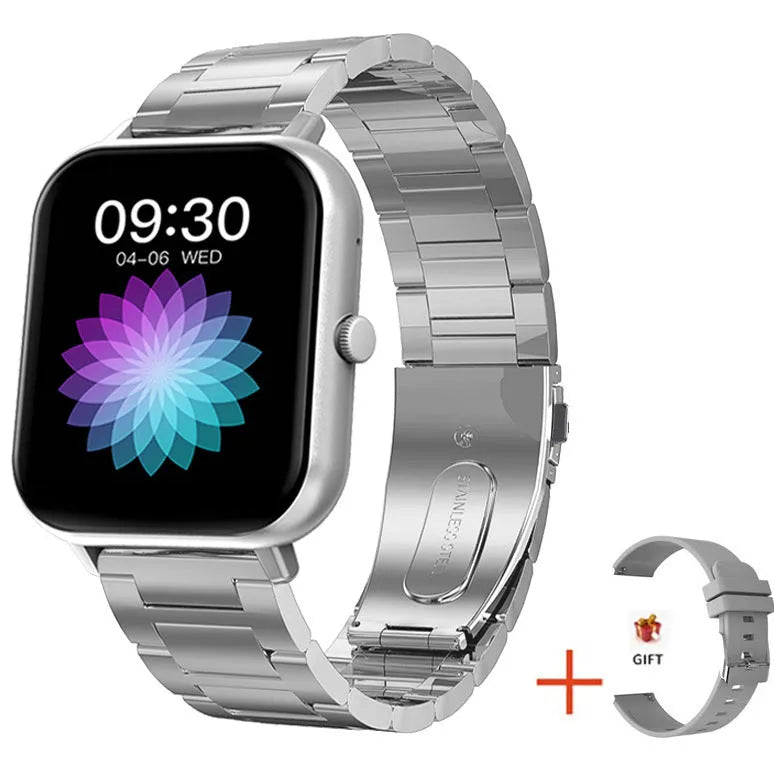 ZL54C smart watch on wrist showing AMOLED screen, available in black, pink, or silver colours.